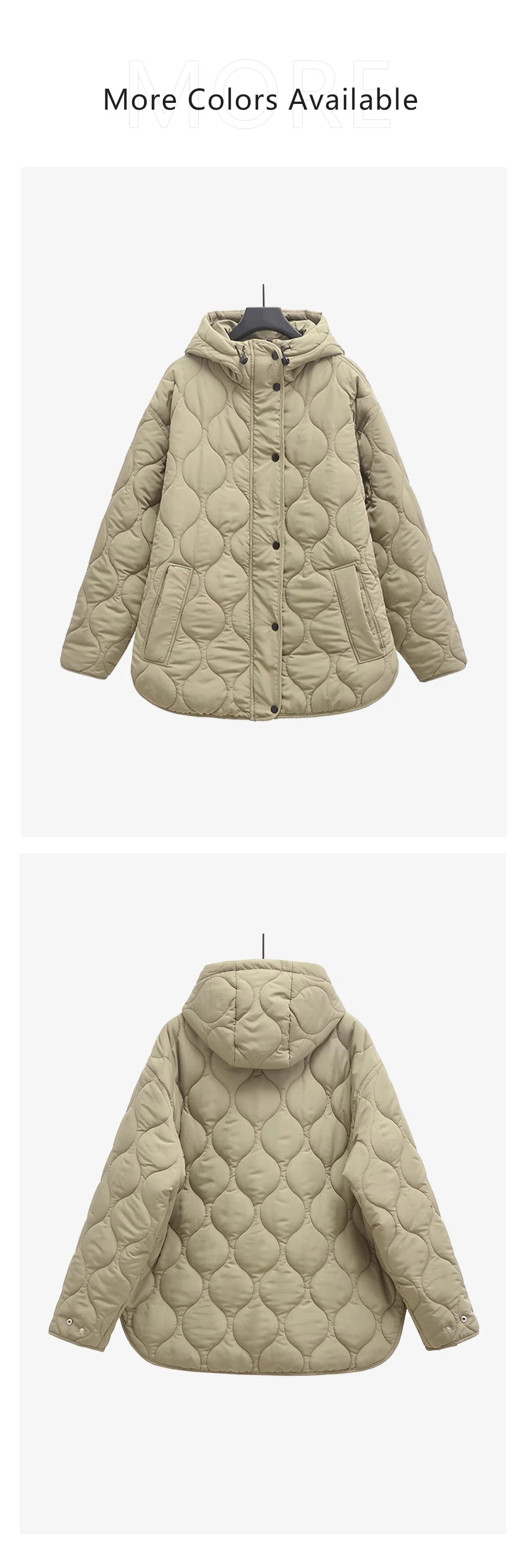 Women's Coat Cotton Robe Long Sleeve Solid Color with Hat and Pocket Autumn New Coat Cotton Robe