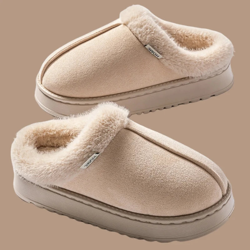 Women's Winter Slippers Non-Slip Indoor House Shoes, Plush Fleece Lined Warm Cotton Slippers with Soft Sole for Home Comfort