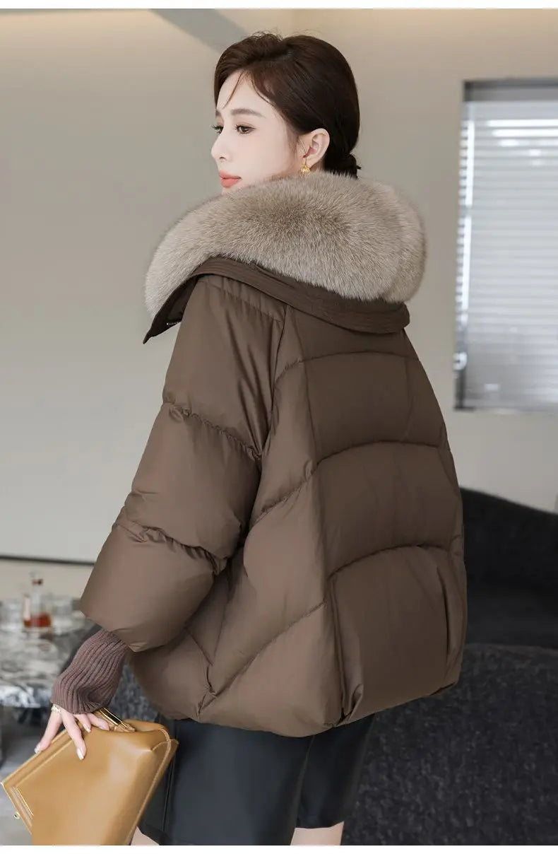 Women Winter Down Cotton Jacket 2025 New Women Warm Thick Cotton Coat Larger Fur Collar Cotton Padded Jacket Women Parka Coat