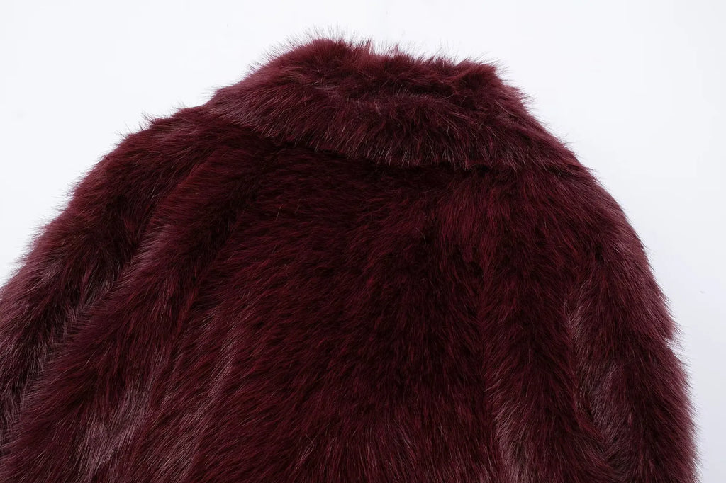 HH Winter Women Casual Faux Fur Lapel Jackets Fashion Solid Oversized Thick Coats Female Fuzzy Warm Long Sleeves Outerwear