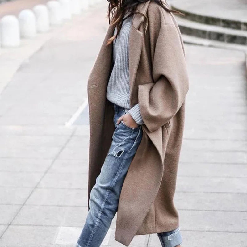 Woman Long Coat Fashion Korean Preppy Style Retro Versatile Windbreaker Casual Warm Woolen Coat  2025 Autumn Women Coat  Fashion