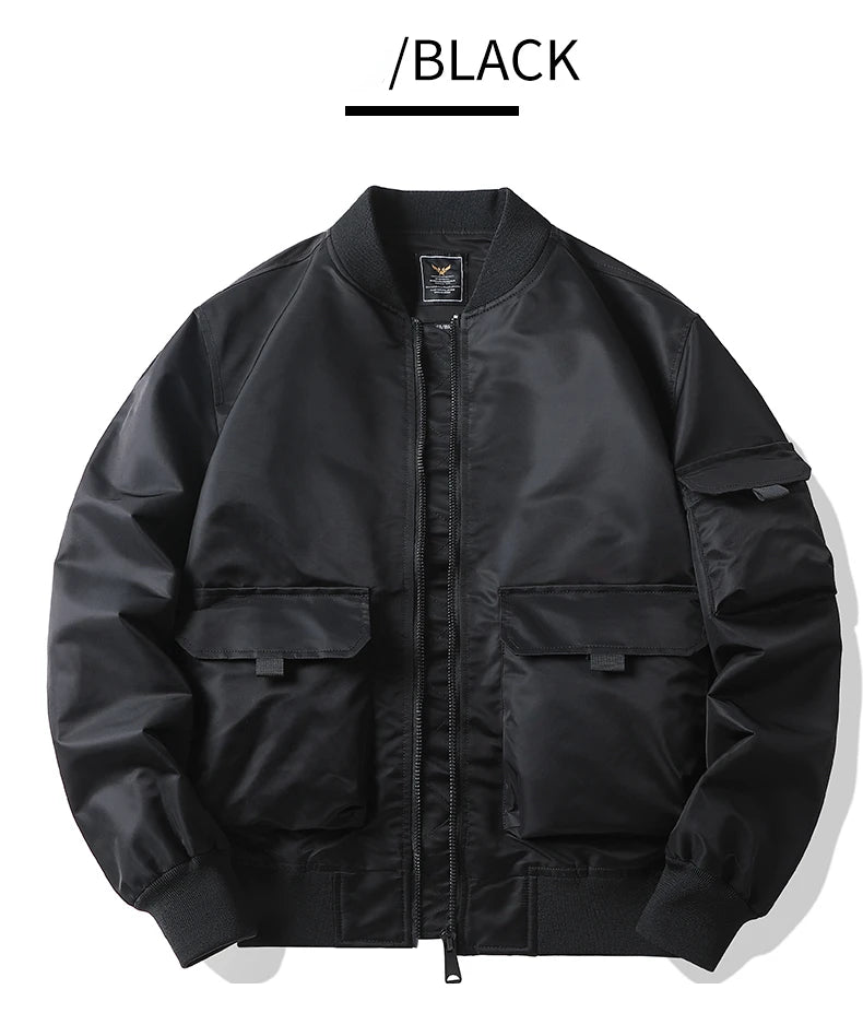 Cargo Jacket Man Autumn Winter Warm Fashion Vintage Male Coat High Street Trend All Match Streetwear Locomotive Cotton Clothing