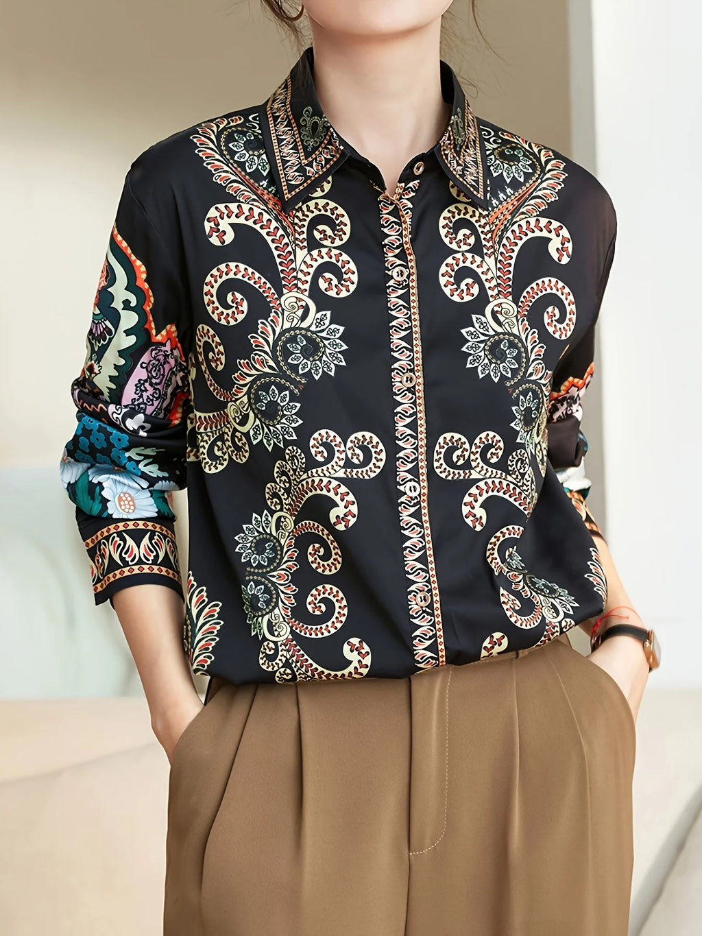 Fashion France style ladies shirts New elegant Women Blouses Fashion printed Long Sleeve Button-Down Tops blusa mujer