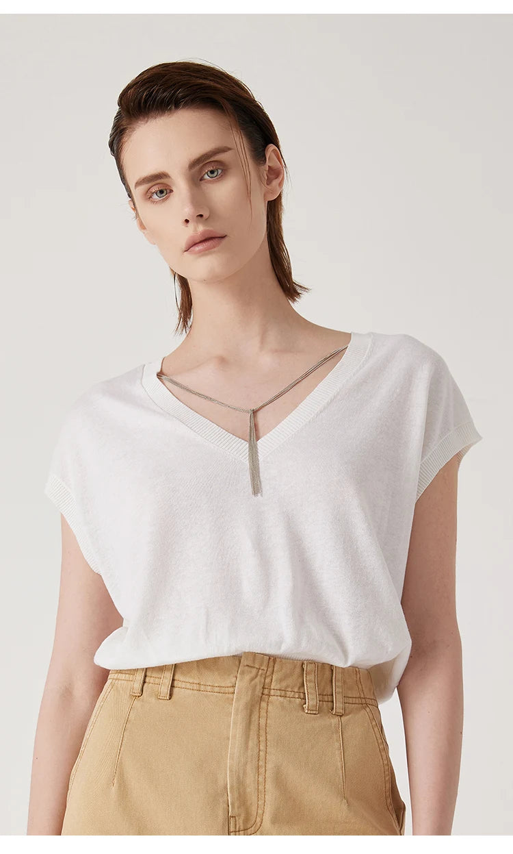 BG3511194  Ladies Clothes can be worn on both sides Summer Sweaters for Women Wool Silk Tops Women's Clothing Tshirt