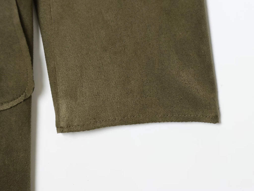 2025 Winter New Women's Casual Fashionable Simple Lapel Double-Breasted Long Trench Coat with Belt and Suede