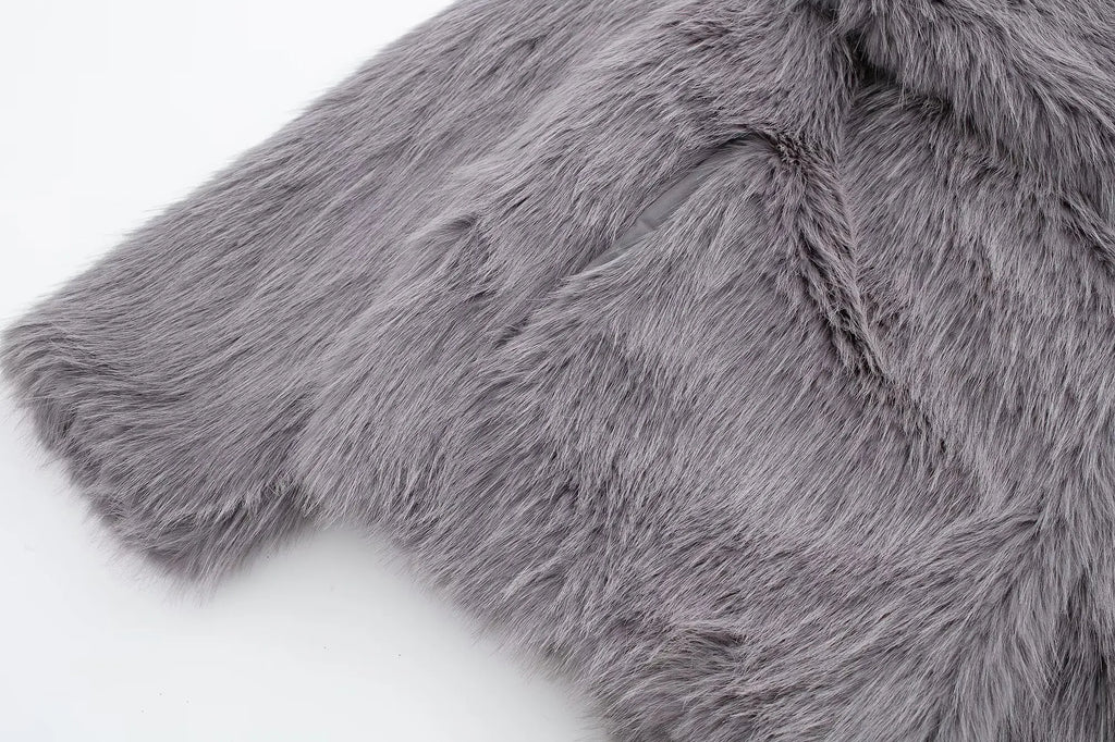 HH Winter Casual Women Solid Faux Fur Jackets 2024 Lapel Long Sleeve Patchwork Buttons Designer Coats Female Fashion Outwear