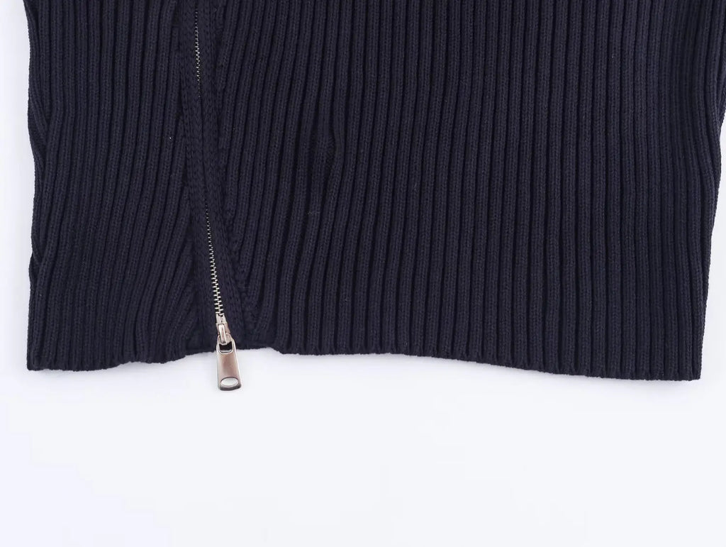 Women Knitted Coat 2025 New Women's Fashion Long Sleeve Zipper Knitted Short Coat Women's Elegant Casual New Lapel Outerwears