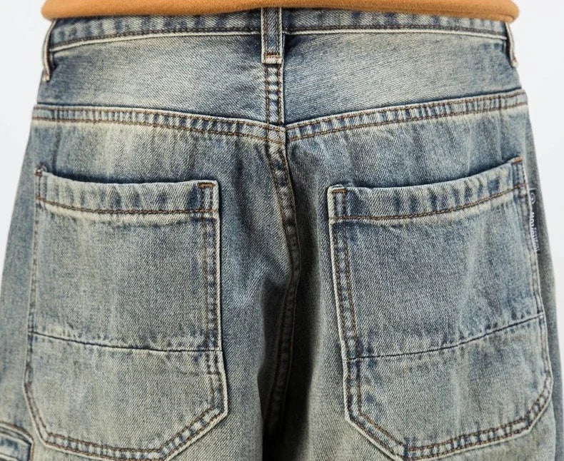 Men's Jeans Retro Cargo Trousers Straight Man Cowboy Pants Punk Washed Luxury Designer 2025 Trend Y2k Vintage Korean Style Baggy