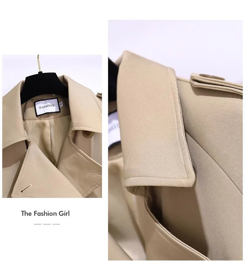 Women's Trench Coat Medium-length Windcheater Double-breasted Sashes Topcoat Streetwear Lady Outerwear Casual Tops Spring Autumn