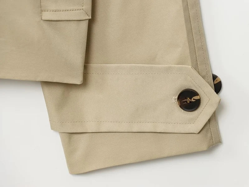 MUJER Short Trench Coat Woman Double Breasted Women's Windbreaker Cropped Demi-season Jacket for Women Outerwears Outdoor Coats