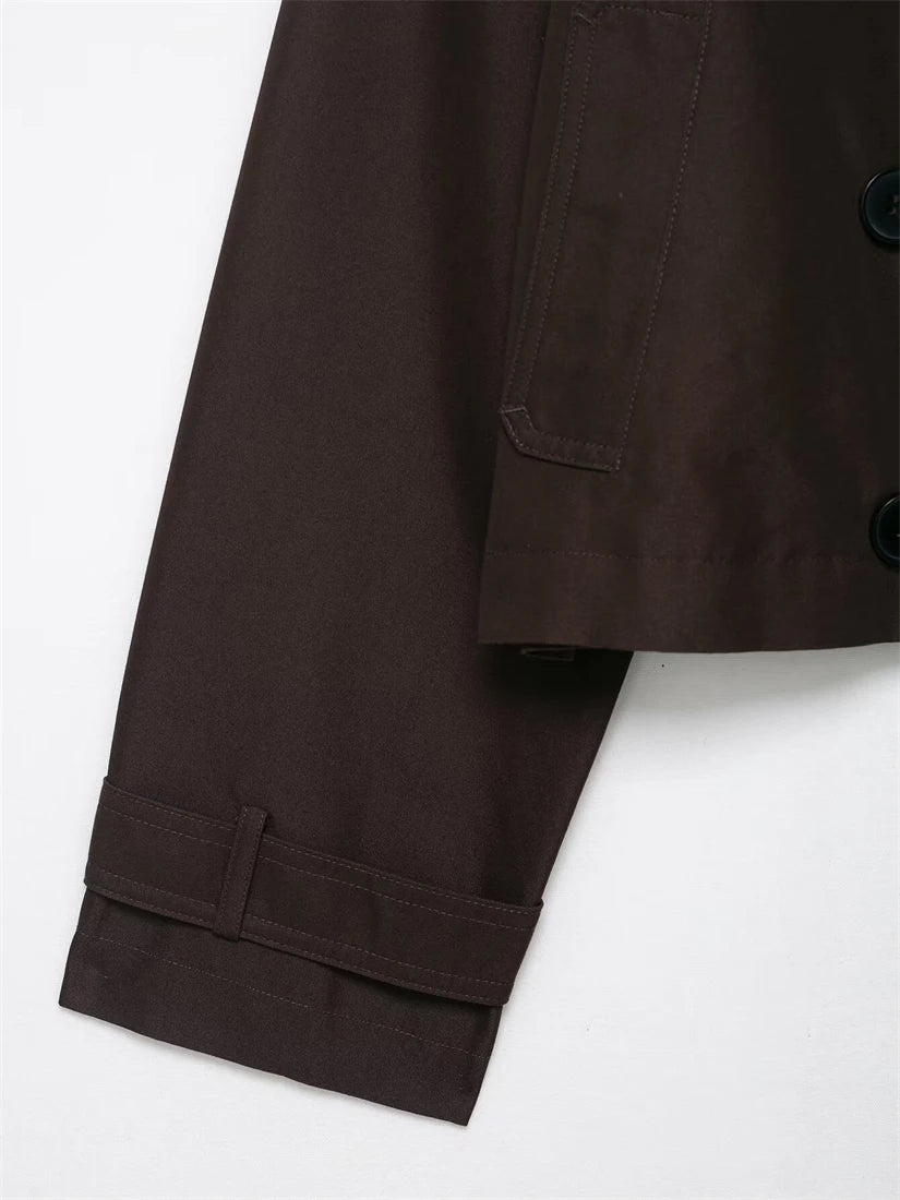 Women's Double-Breasted Short Trench Coat Fashion 2025 New Style Elegant Outerwear for Ladies