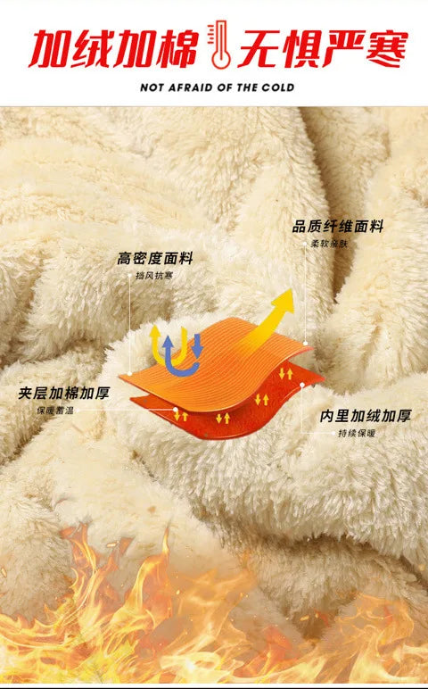 Winter Lambskin Wool Coat for Men and Elderly, Loose Stand-up Collar, Thickened with Padding, Father's Cotton Jacket