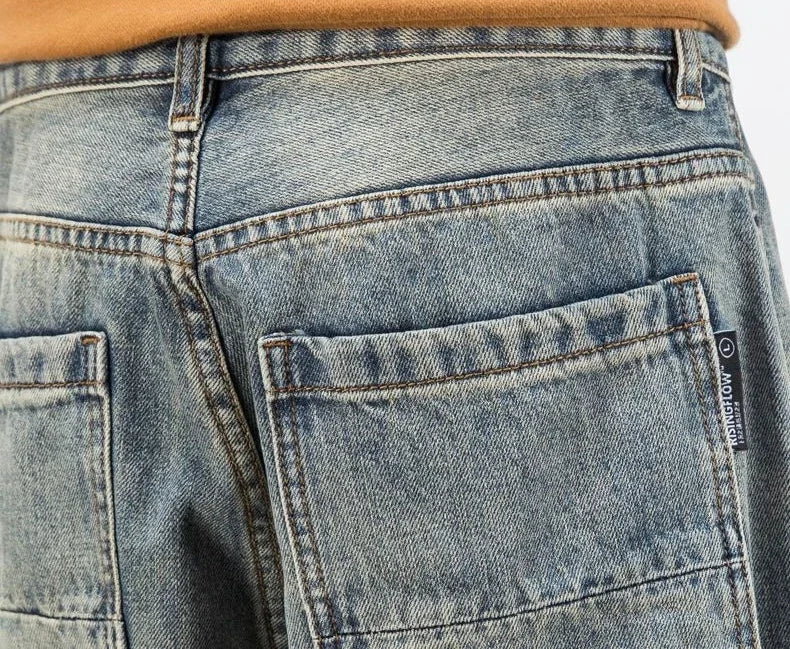 Men's Jeans Retro Cargo Trousers Straight Man Cowboy Pants Punk Washed Luxury Designer 2025 Trend Y2k Vintage Korean Style Baggy