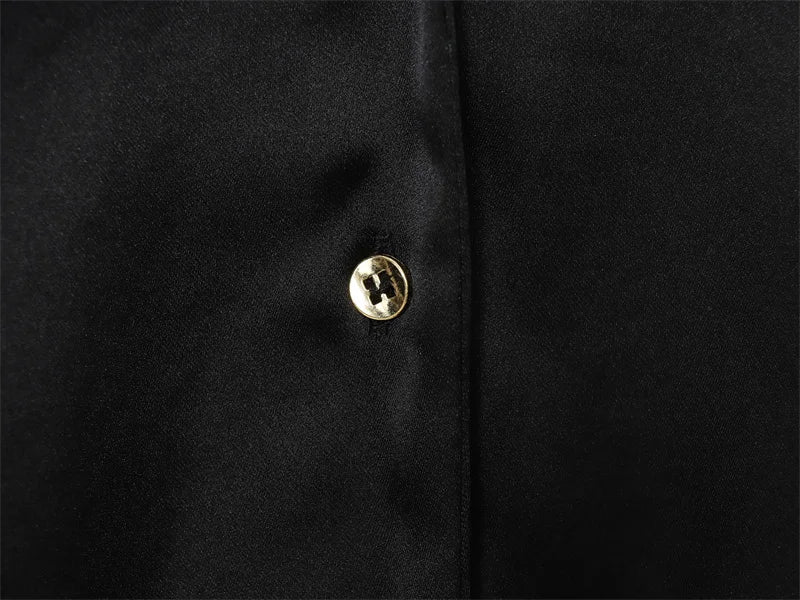 Women's Shirt 2025 Autumn New Arrival Black Long-Sleeve Satin Tie Simple Style Shirt Casual Fashion Elegant and Graceful