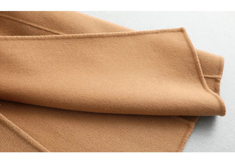 2025 Autumn/Winter New Double sided Cashmere Coat for Women's Fashion Medium to Long Knee length Slim High end Woolen Coats