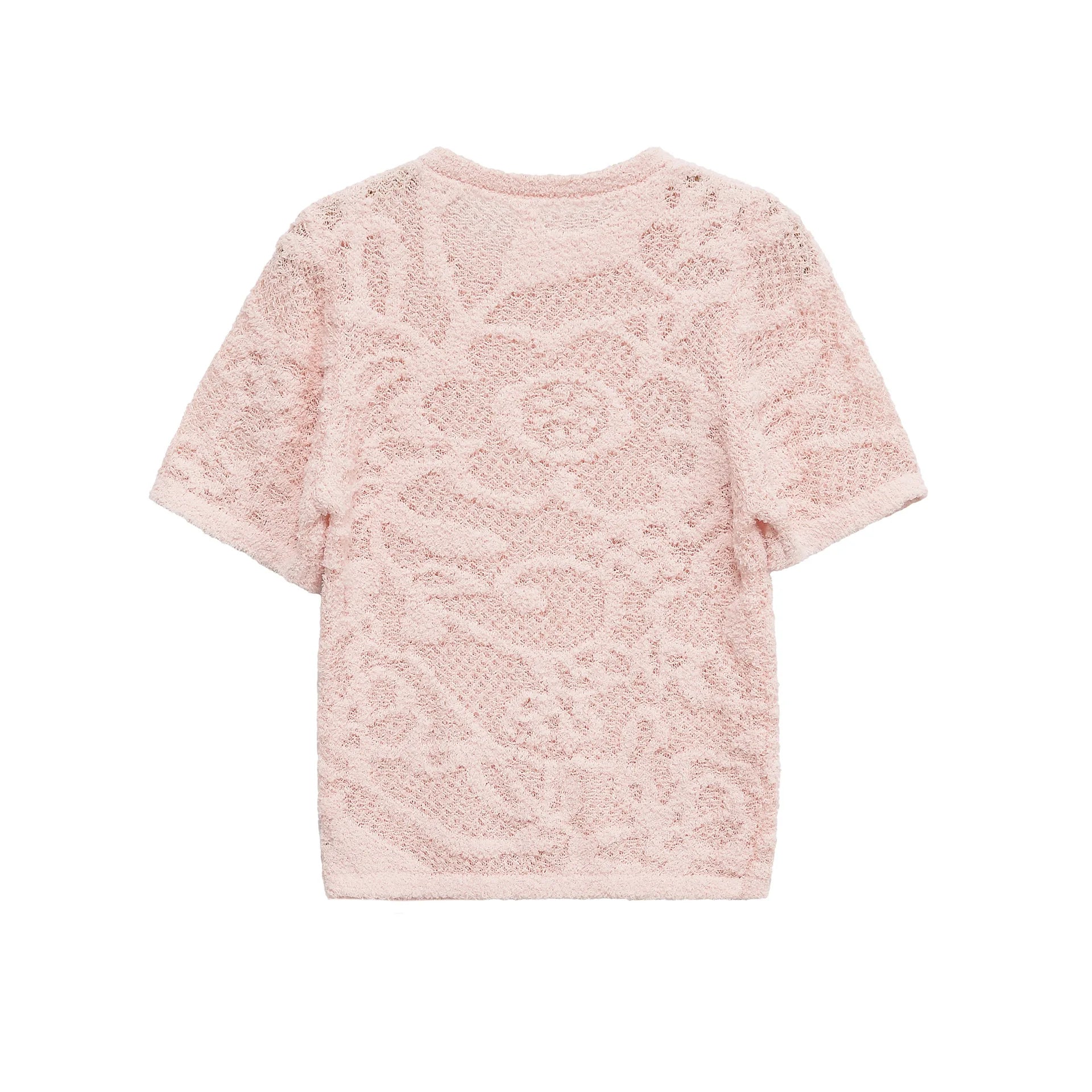 Women's clothing 2025 summer new style fashionable light-cooked style flower print texture knitted top