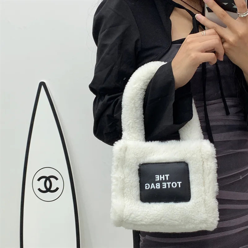 Tote Bag for Women Winter Designer Lamb Wool Fashion Letters Handbags Women's Luxury Shoulder Crossbody Bags Handbag Totes