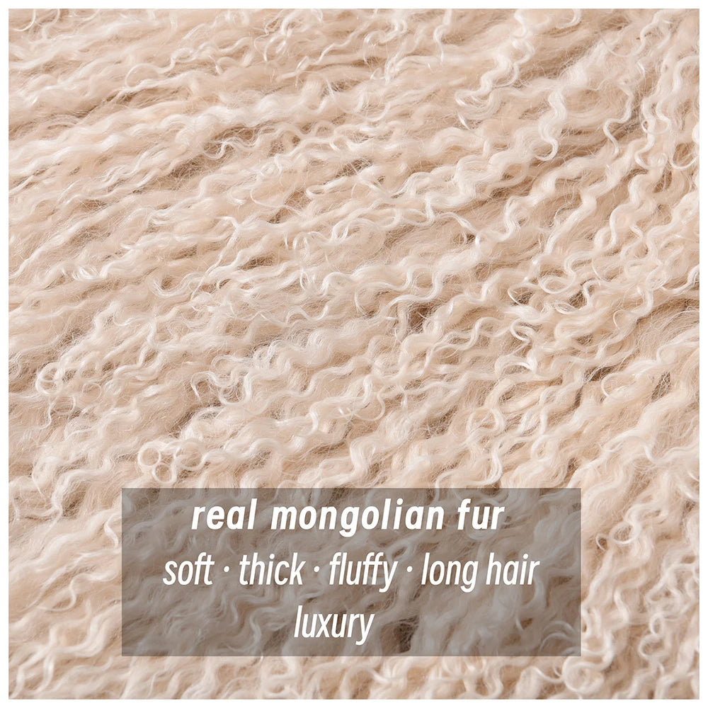 Women Cashmere Wool Coat With Real Mongolian Sheep Fur Collar  Ladies Autumn Winter Fashion Long Outwear Full Sleeve Fur Jacket