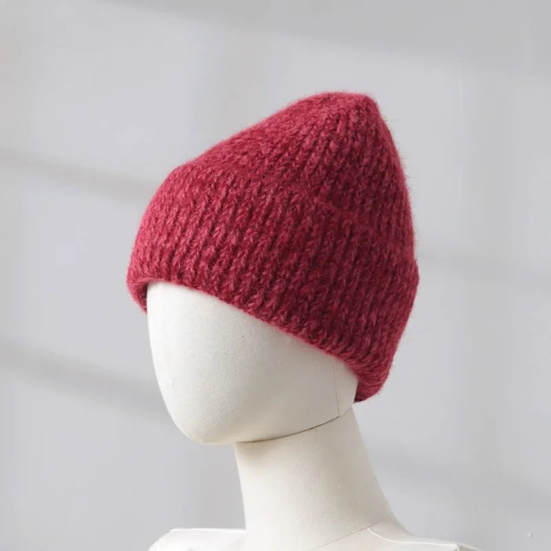 2025 Wool Warm Winter Hat for Woman Big Head Soft Beanies Female Thick Knitted Cashmere Hat Unisex Skiing Ski Outdoor Cap
