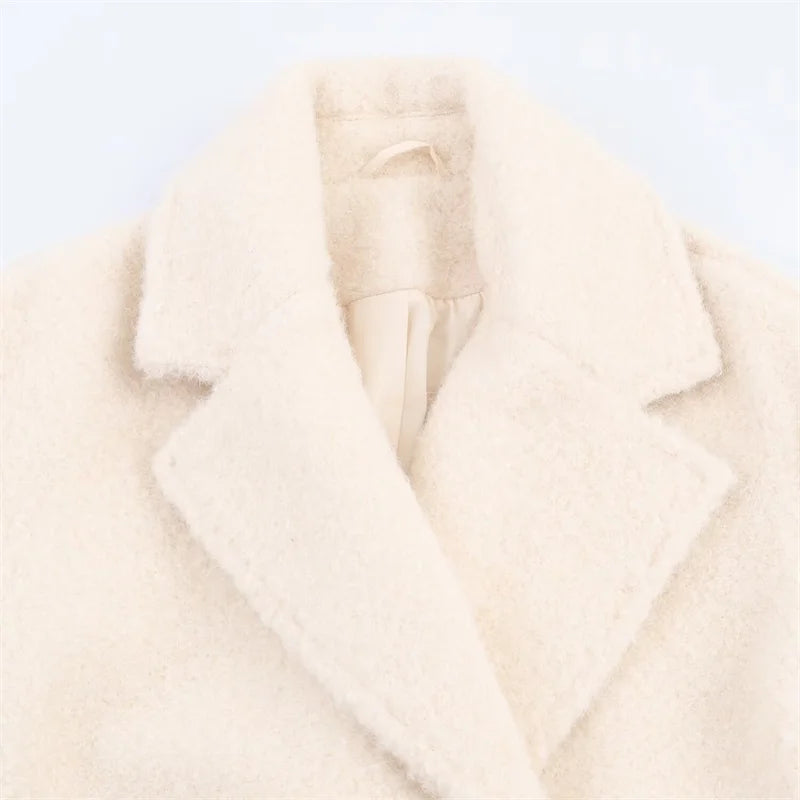 Women's Coat 2025 Autumn New Style White Long-Sleeve Double-Breasted Simple Loose Coat Casual Fashion Versatile