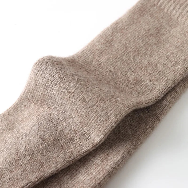 100% Cashmere Women Stockings New Fashion Autumn Casual Solid Color Warm Socks For Woman Soft Winter Knee High Socks Long