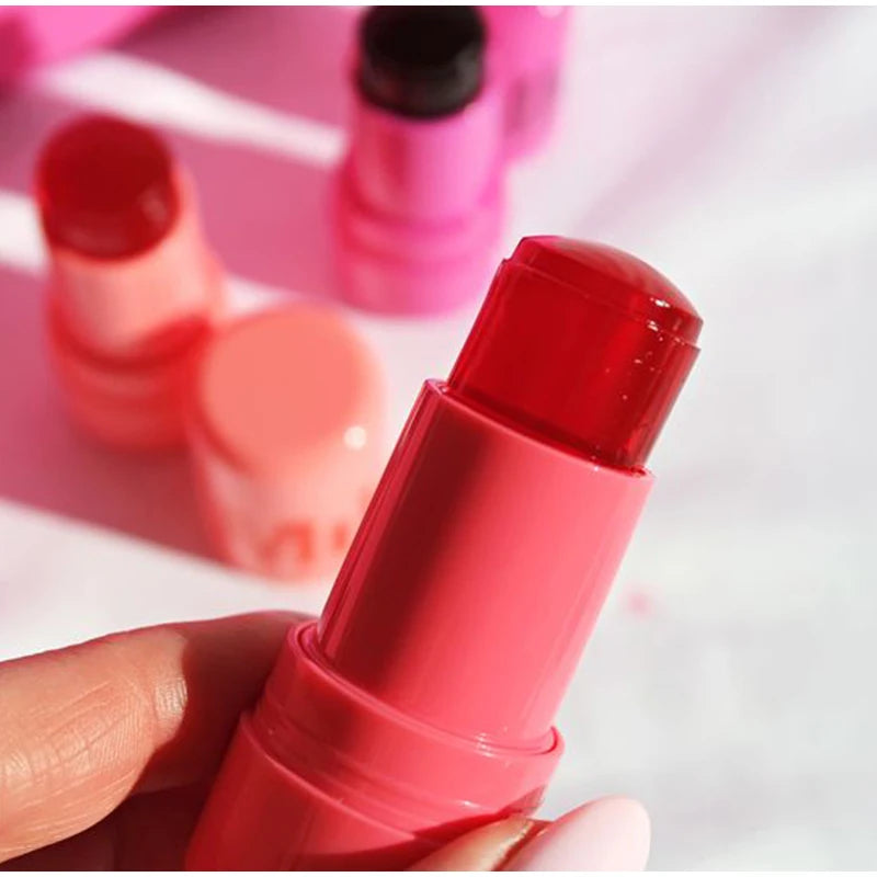 Milk Jelly Lipstick Blush Stick Moisturized Blusher Rouge Cream Shimmer Powder Blusher Stick Beauty Makeup for Women and Girls