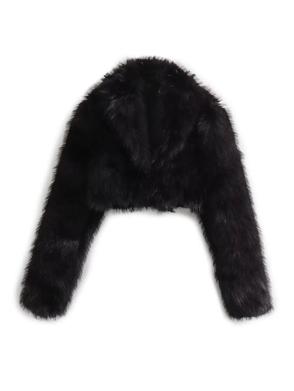 Black Faux Fur Coat for Women Autumn Winter Plush Wool Coats Black Wool & Blends Coats Outerwears Long Sleeve Warm Fur Coat