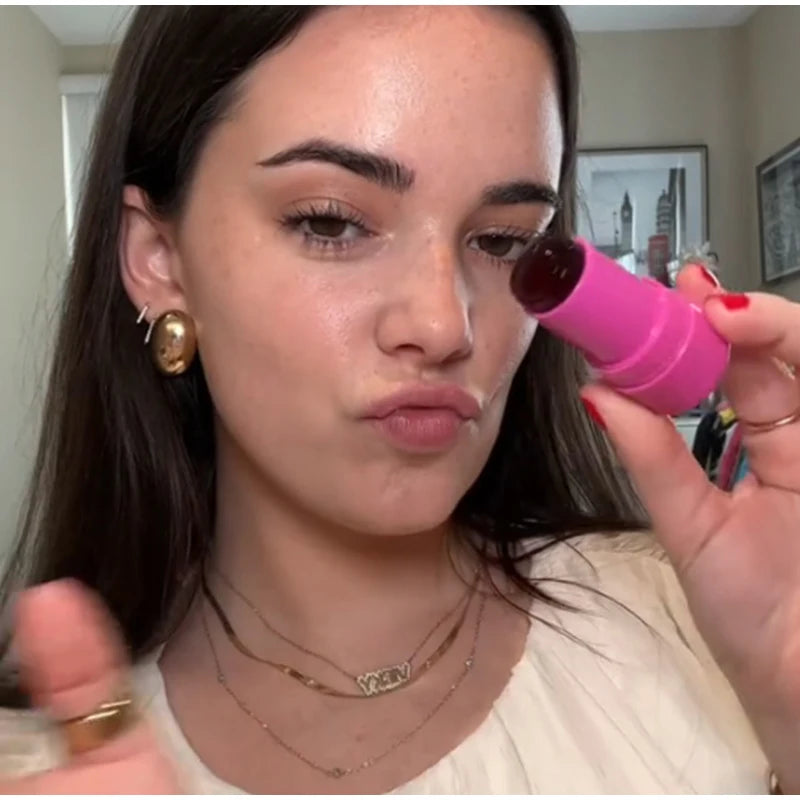 Milk Jelly Lipstick Blush Stick Moisturized Blusher Rouge Cream Shimmer Powder Blusher Stick Beauty Makeup for Women and Girls