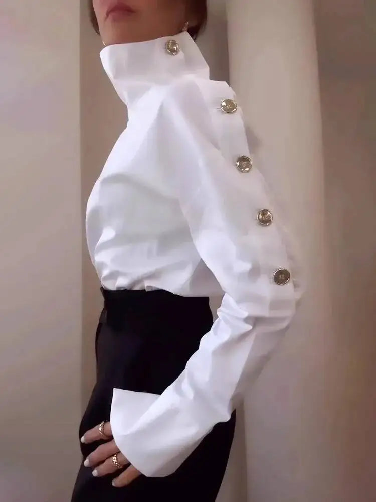New Fashion Shirt For Women 2025 Casual Long-Sleeve Button Women's Blouse Spring Chic White Tops Office Shirts Female