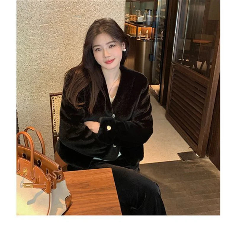 Women's Coat  Women's fur Coat New Fashion Mink fur Coat Women's Autumn and Winter new Fur Short Ladies Wind Chaebol Daughter