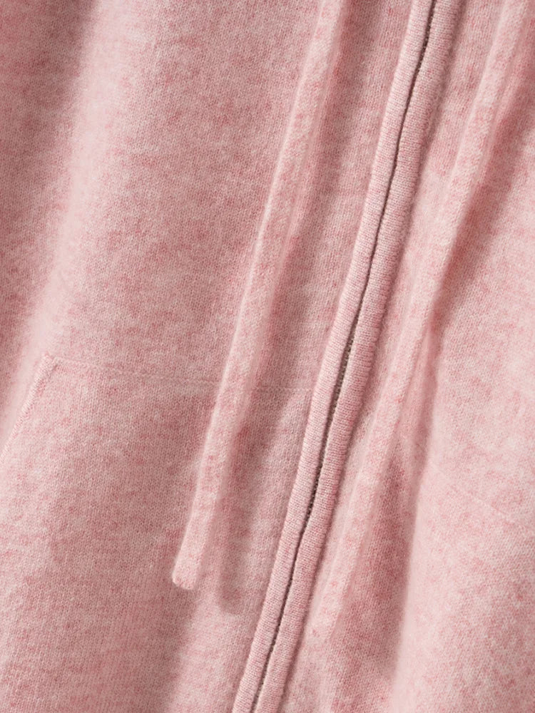 New Women 100% Cashmere Sweater Hooded Zipper Cardigan Cashmere  Autumn Winter Soft Long Sleeve Casual Simple Style Clothing Top