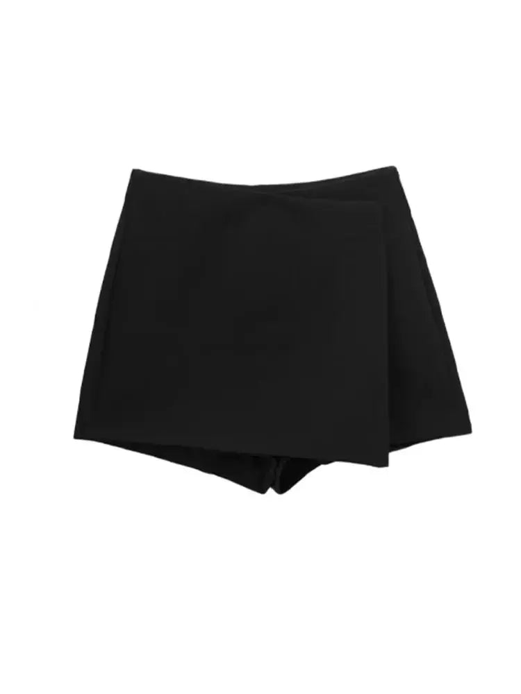 Women Fashion Pareo Style Asymmetric Shorts Skirts Vintage High Waist Side Zipper Female Skort Mujer