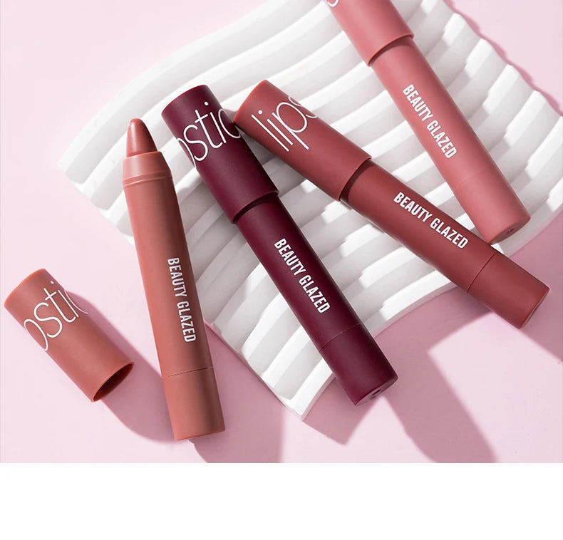 12-Color Matte Waterproof Lipstick Pen - Long-Lasting, Vibrant Berry Tone, Plant-Based Squalane, Smooth Application for All Skin