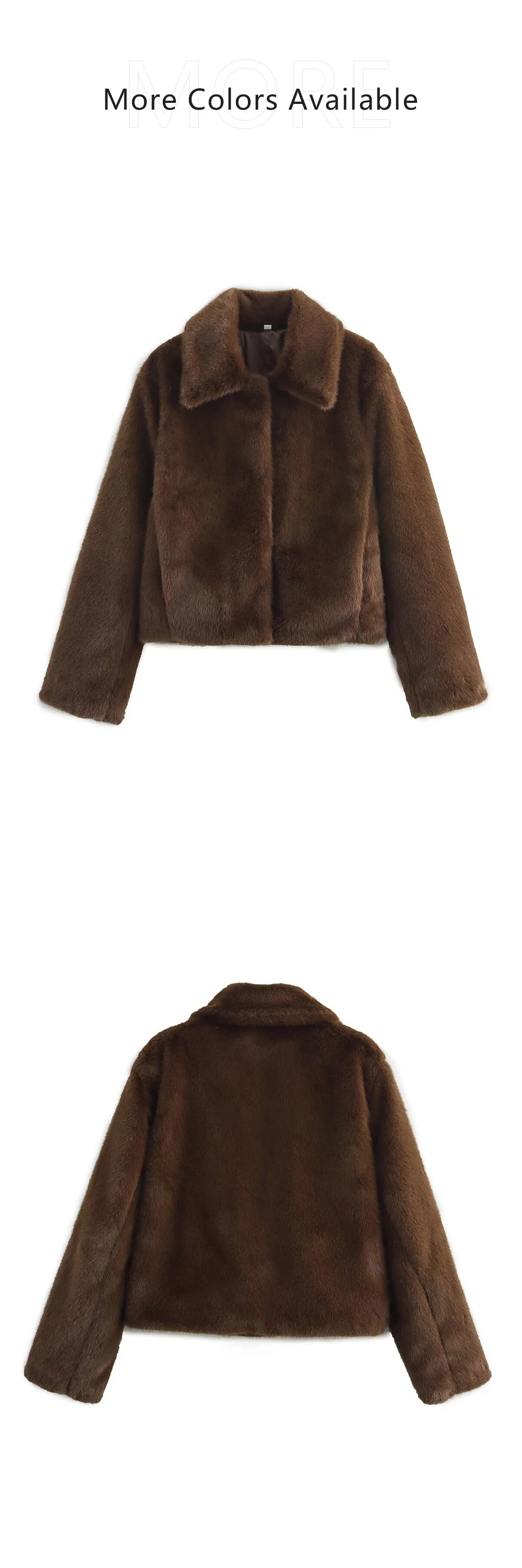 Loose lapel button embellished brown long sleeved jacket for women's autumn and winter collection