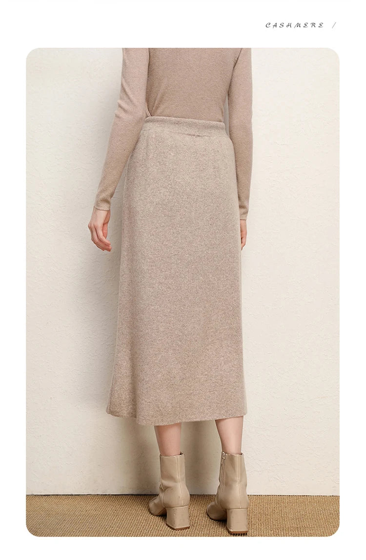 Cashmere Skirt Knitted Skirt Half Skirt, Double Pocket A-Line Skirt Skirts Plus Size Women Long Elegant Dress Women Clothing