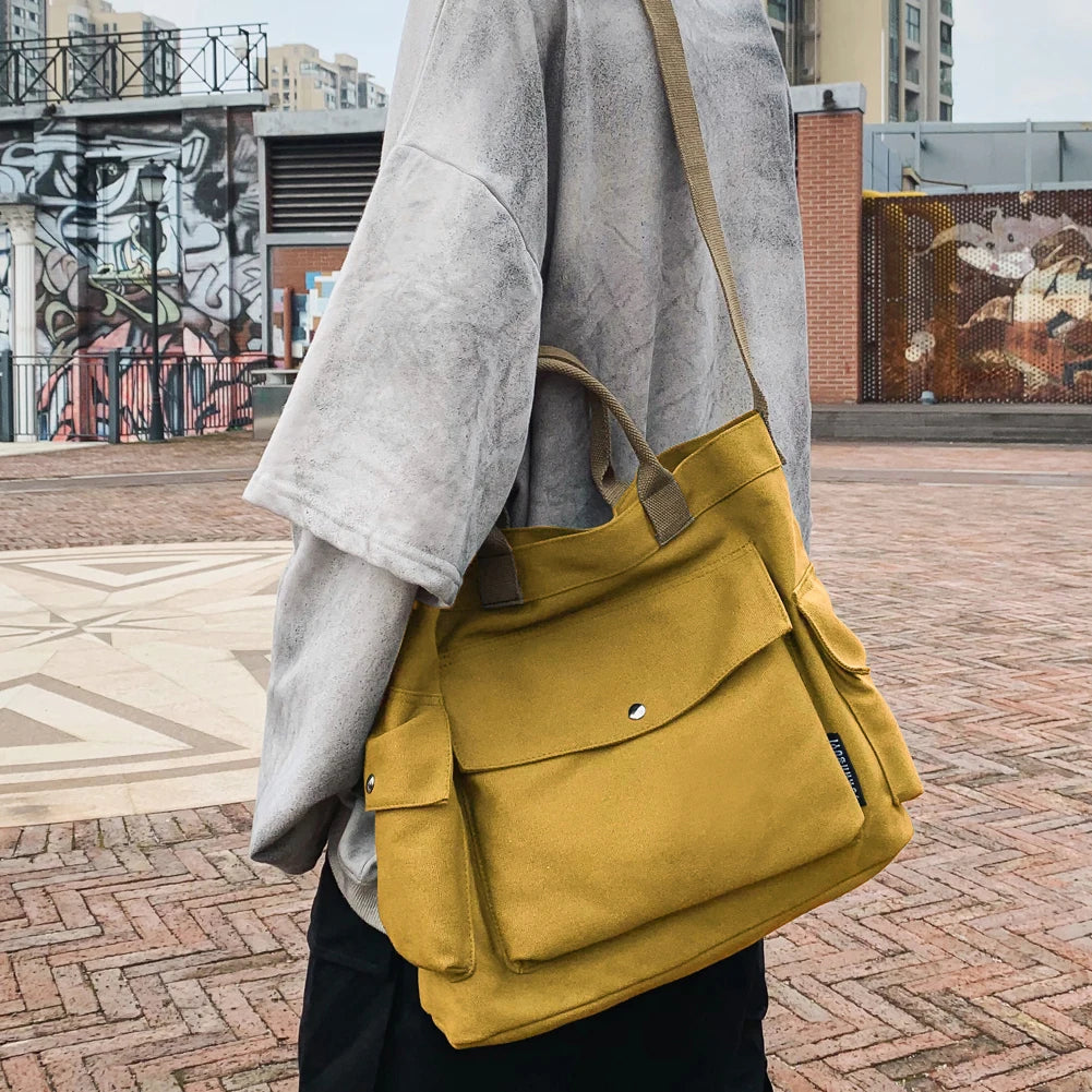 Women's School Messenger Bags For Women Shoulder Ladies Designer Handbag Solid Large Capacity Casual Canvas Shoulder Female Bags