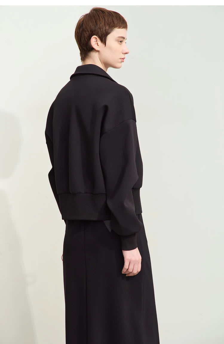 Amii Fall Clothes 2024 Women Casual Zip Up Short Coat Women Sweatshirt Solid Turtleneck Loose Sports Streetwear Jacket 12443222