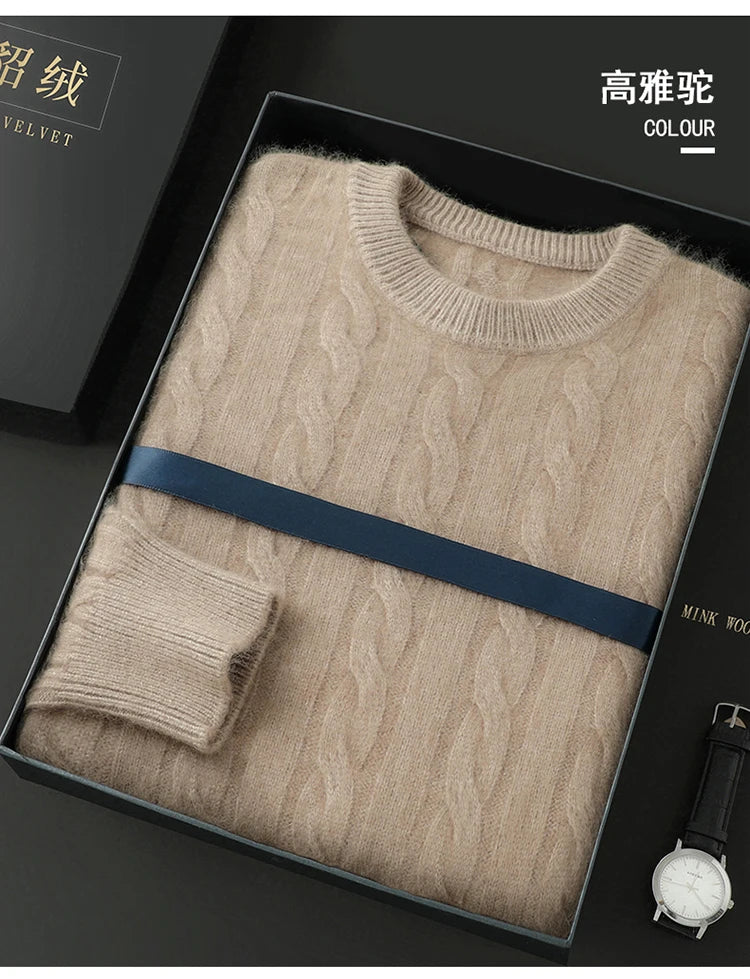 Men's thick cashmere sweater 100% pure cashmere round neck cashmere sweater 2024 new spring and winter knit base shirt