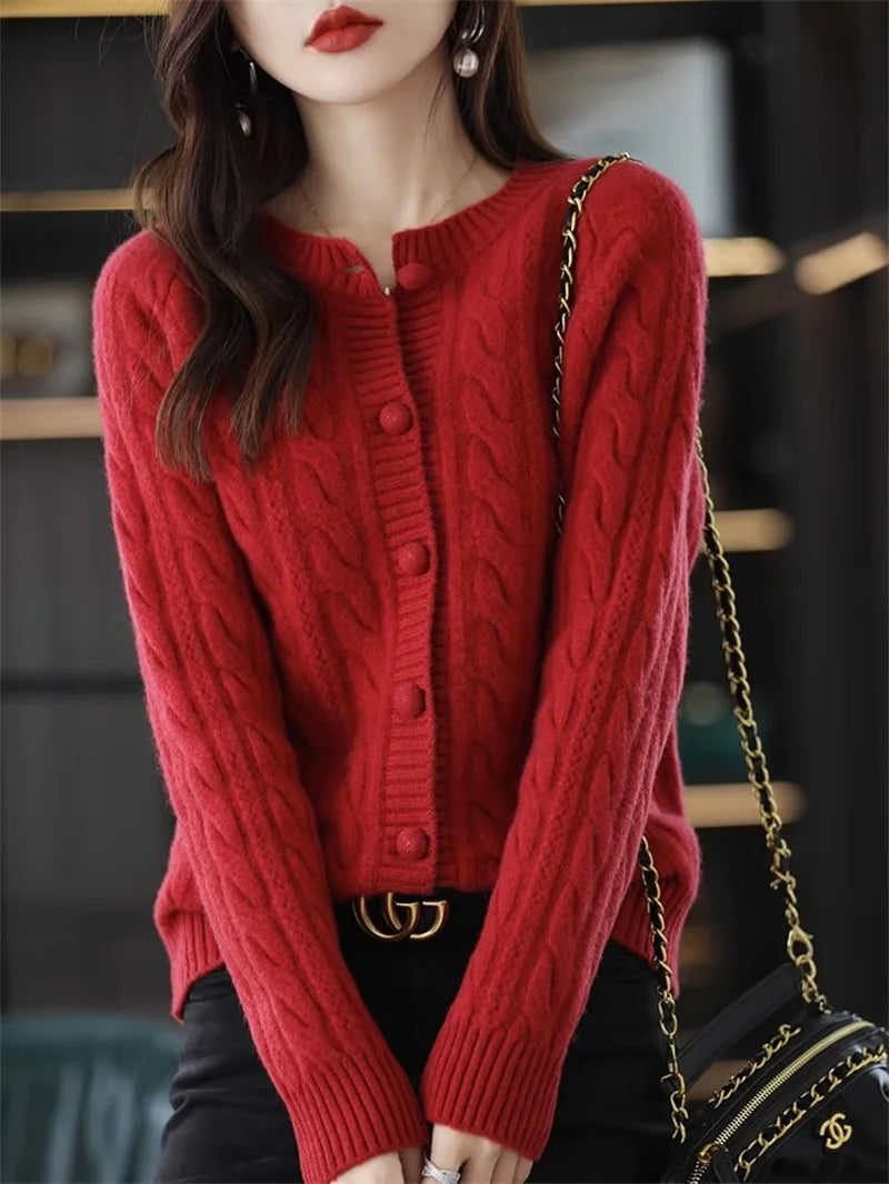 Cashmere Sweater For Women Autumn And Winter New Knitted Cardigan For Women Loose Fitting Woolen Sweater Lapel Jacket Camel XXXL