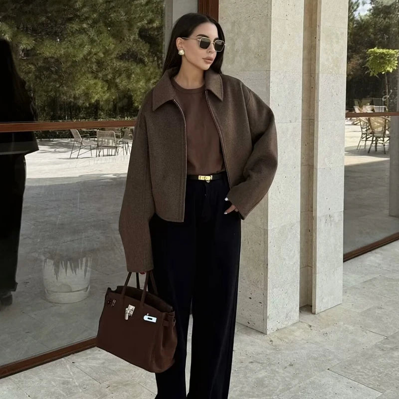 Autumn Jackets Women's 2025 New Coats Chic Loose Lapel Warm Street Women's Jackets Simple Casual Joker Youth Outerwear