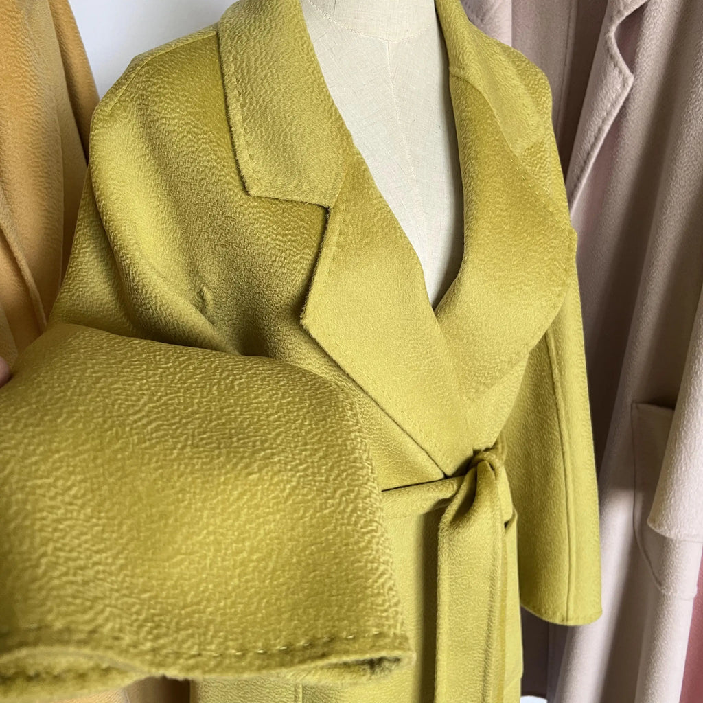 Cashmere Coat Female Winter Mid-Length Corrugated Coat Black Wool Coat Woman Autumn New Casual Fashion Red Beige Lace-Up Coat