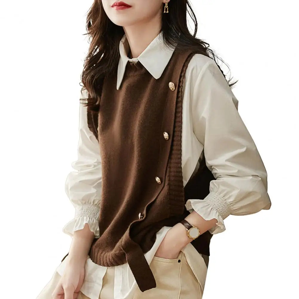 Women Vest for Shirts or Tops Fashionable Women's Knitted Vest Stylish Sleeveless Tank Top for Autumn Winter Soft Retro Trendy