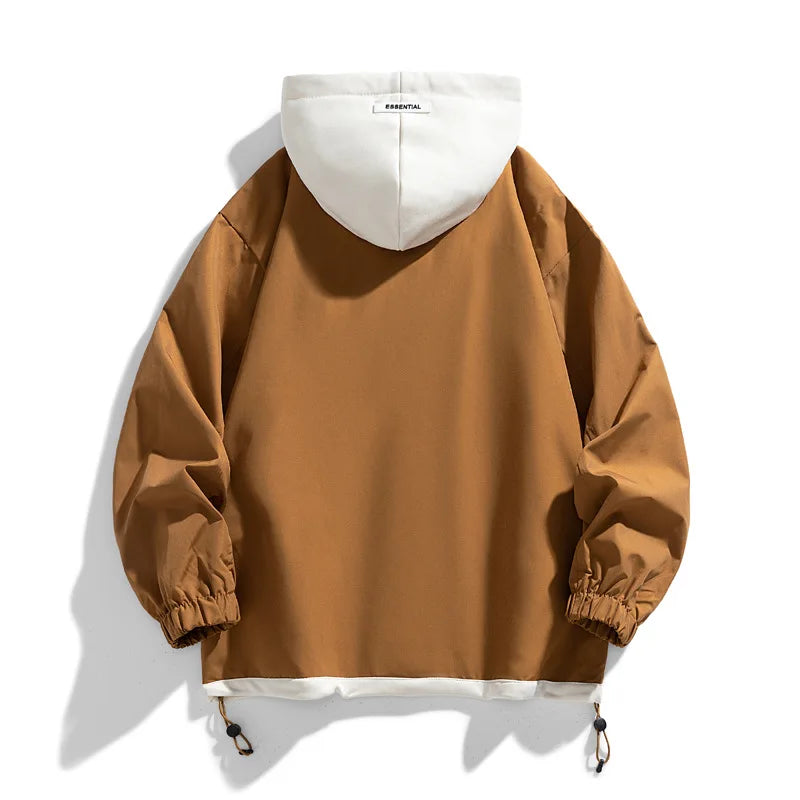 Men's Jacket Thin Hooded Jacket Youth Autumn and Winter New Popular Color Matching High-end Baseball Uniform Casual Hooded