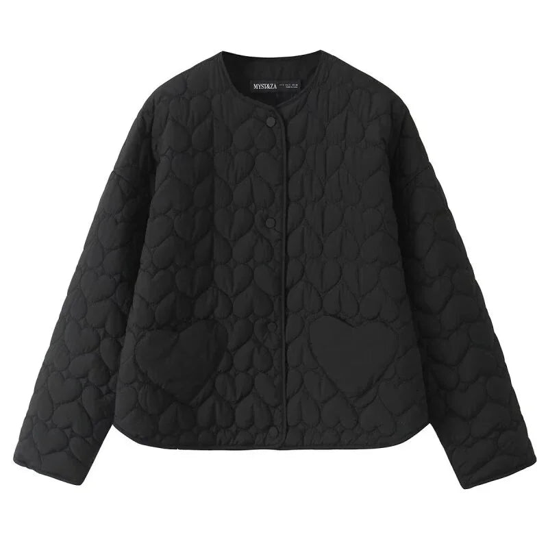 Cotton-Padded Jacket for Women, O-Neck Tops, Thickened Loose Coat, Warm Winter Outwear, Fashion Jacket