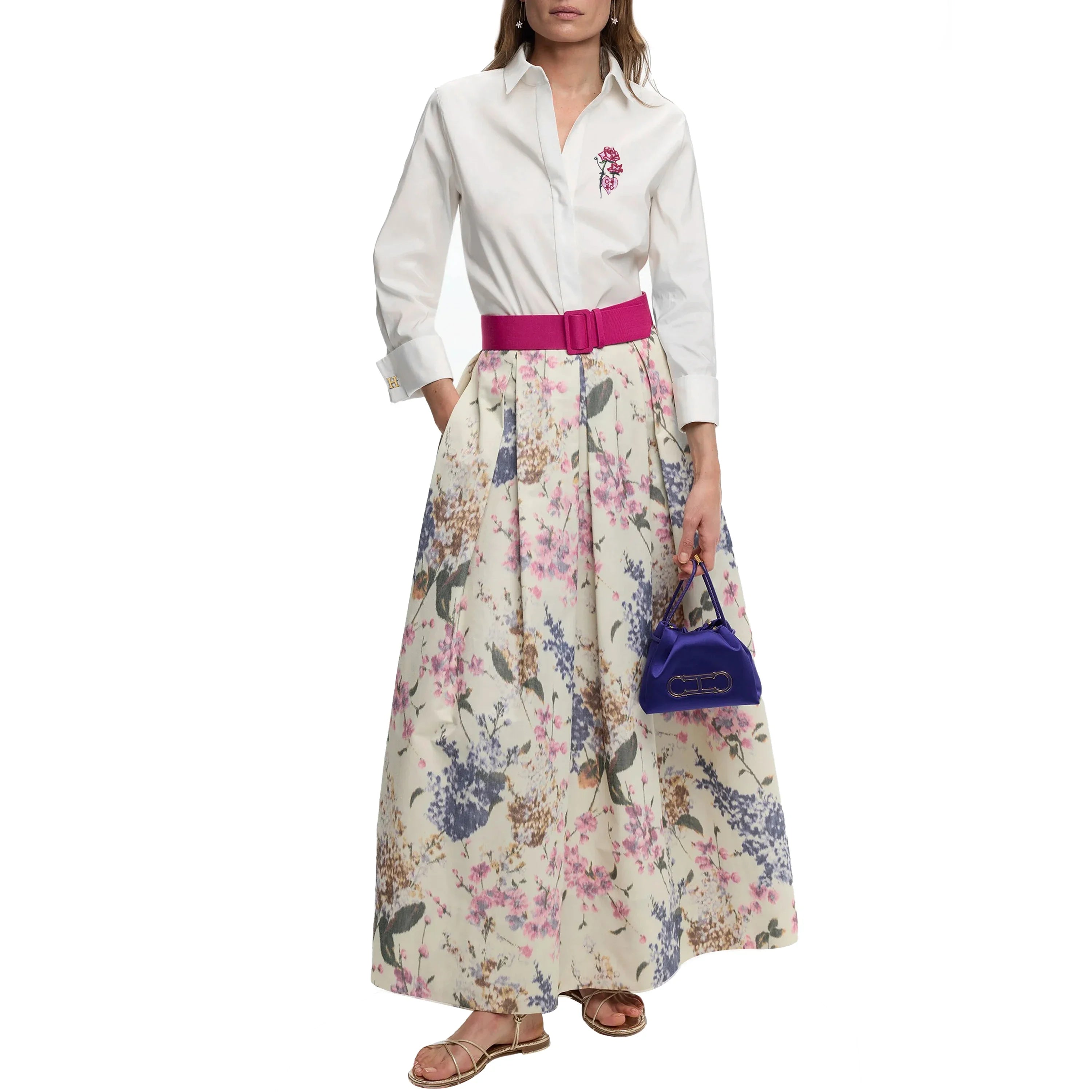 Women Shirts Casual Long Sleeve Blouse Embroidered Flowers Elegant Lapel Loose Shirt Spring Summer Solid Office Lady Tops