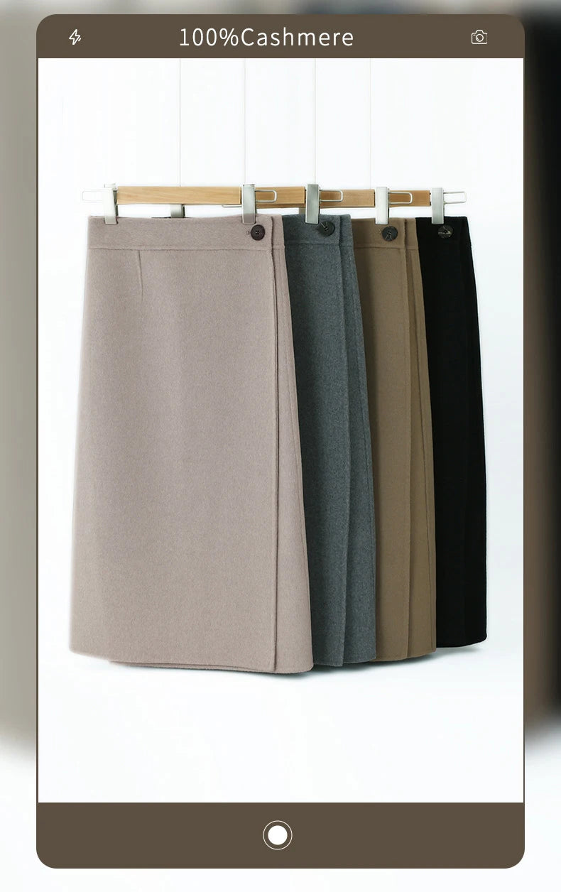 2025 Women's 100% Cashmere Thick Double sided Skirt Classic Multi functional Fashion Suitable for Business