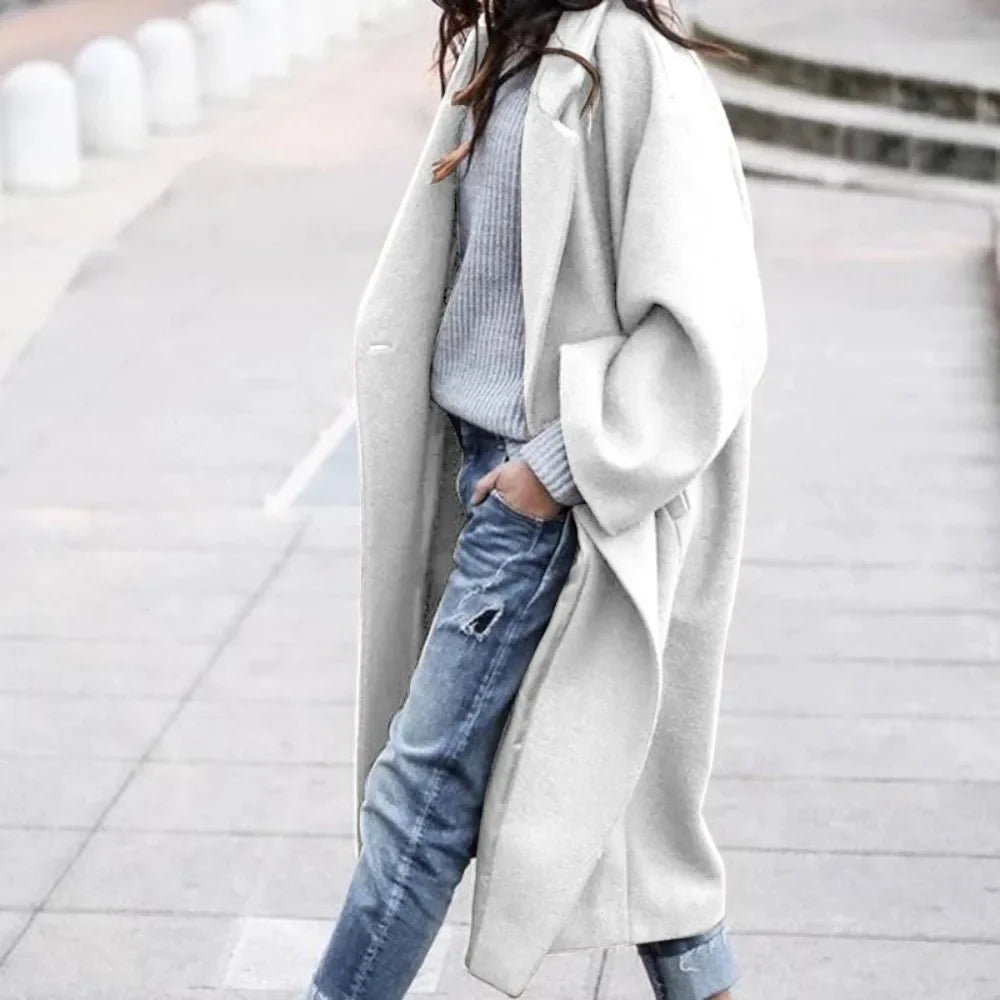 Woman Long Coat Fashion Korean Preppy Style Retro Versatile Windbreaker Casual Warm Woolen Coat  2025 Autumn Women Coat  Fashion