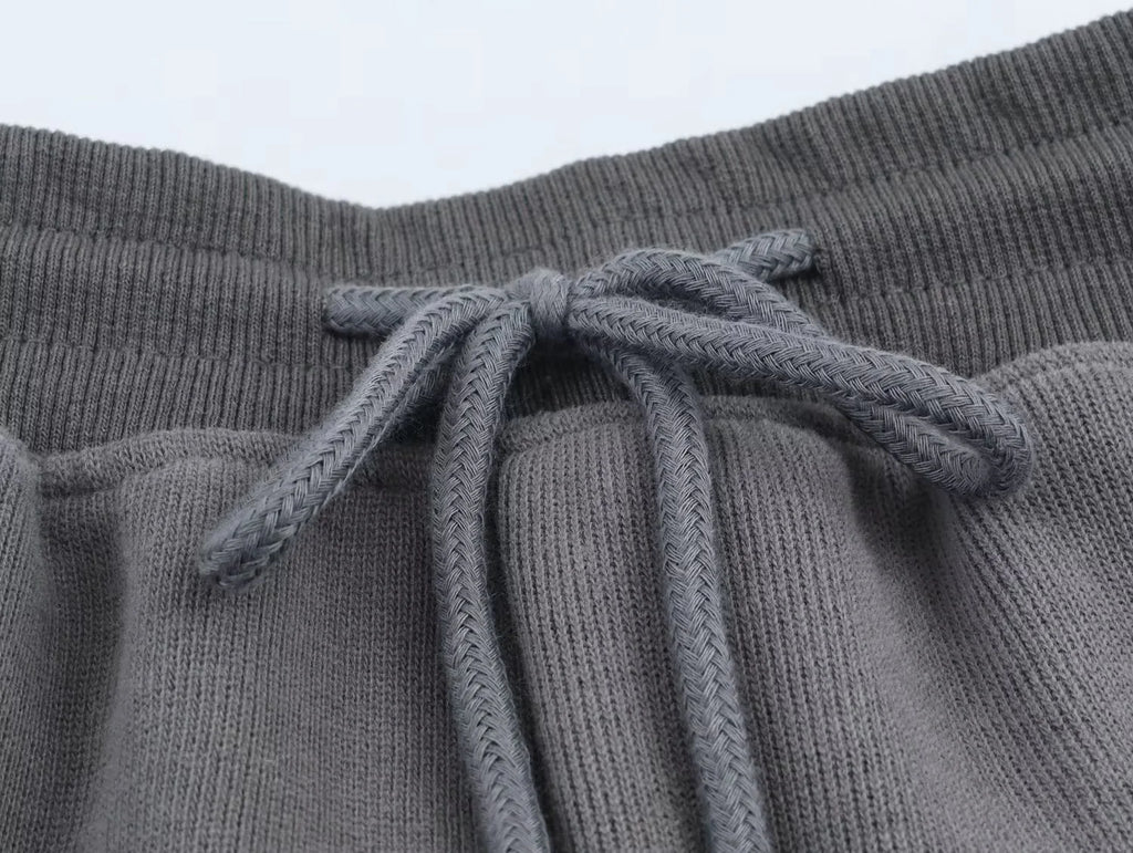 2025 Winter New Women's Clothing: Versatile Casual Fashion Simple Ribbed Soft Hooded Sweatshirt + Straight Leg Pants