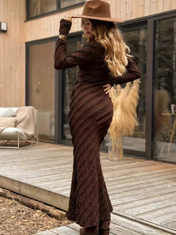 Women Clothing Party Dress V Neck Evening Dress Sexy Party Maxi Female Dress 2026 New Long Sleeves Solid Clothes