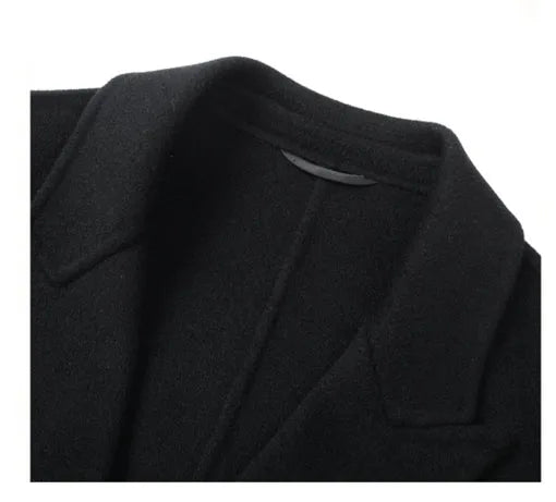 High-end Men's Double-breasted Wool Coat Fashionable Long Wool Knee-length Casual Suit Jacket for Men Peak Lapel Customized Coat